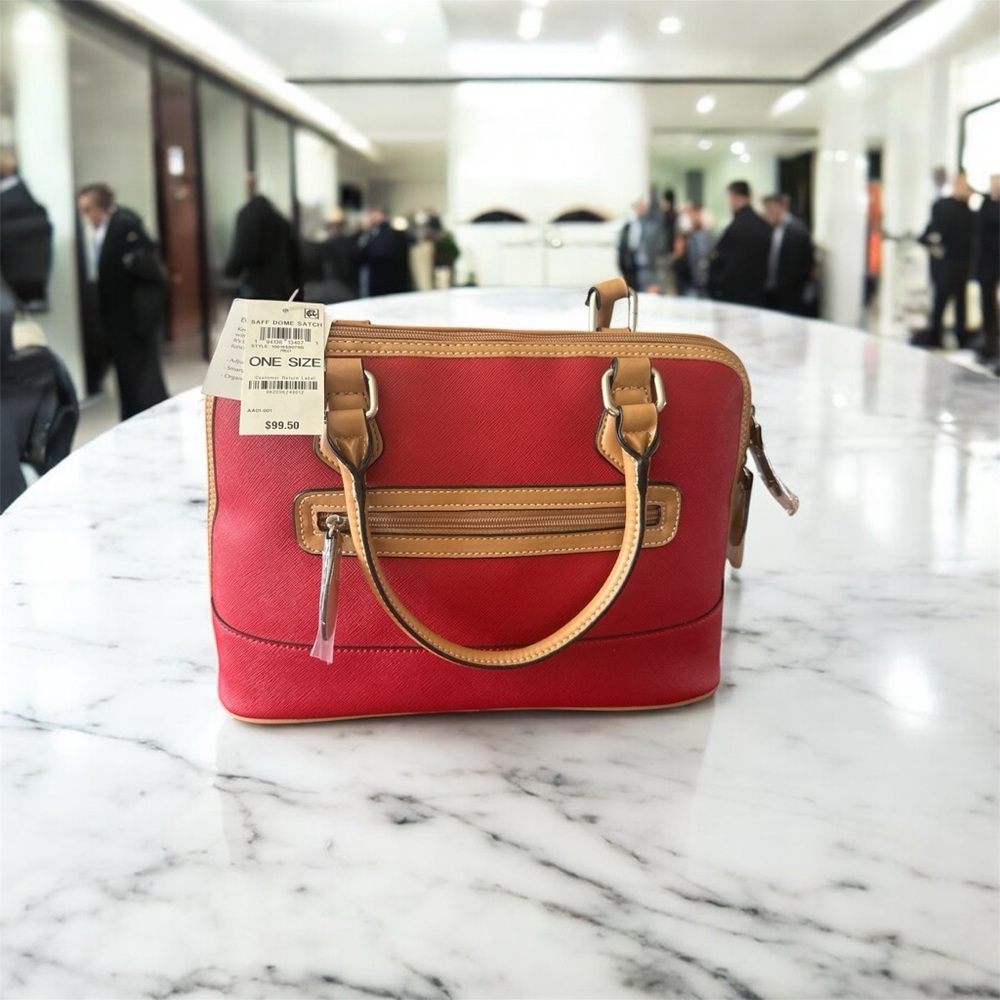 Gianni Bernini Red and Tan Women's Satchel NWT